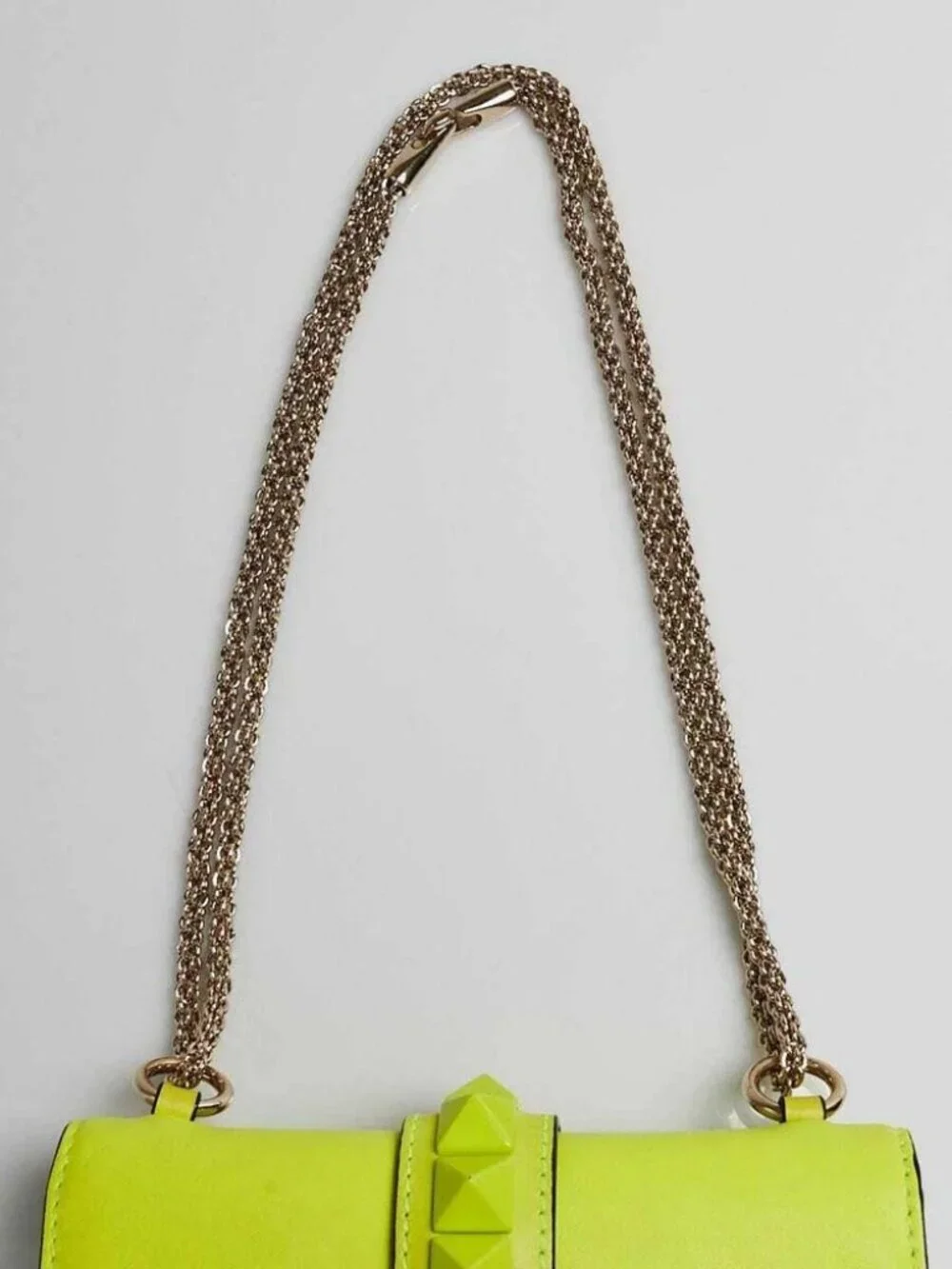 Valentino Yellow/White Leather Glam Lock Small Flap Bag
